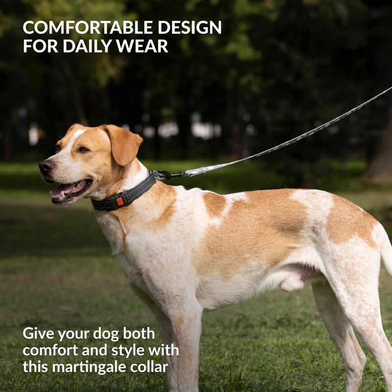 CollarDirect Martingale Dog Collar with Stainless Steel Chain and Quick Release Buckle - Reflective Collar for Large, Medium, Small Dogs - Black, Large (Neck Size 17"-22") - Image 5